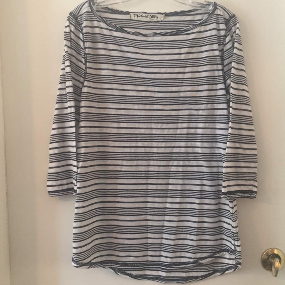 Michael Stars Striped Tail Hem Shirt Oxide One Sz